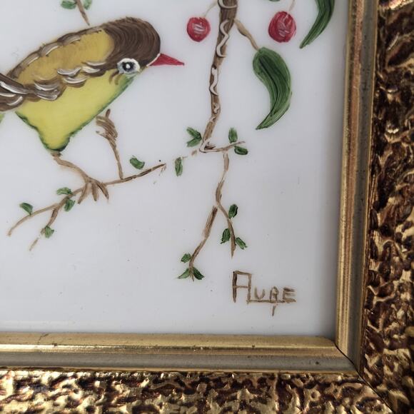 Vintage Verilyn Gallery Hand Painted Spain Spanish Painting Birds Cherry Tree - Picture 3 of 9